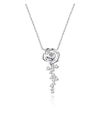 Women's necklace with delicate rose pendant and sparkling accents Nin Boutique