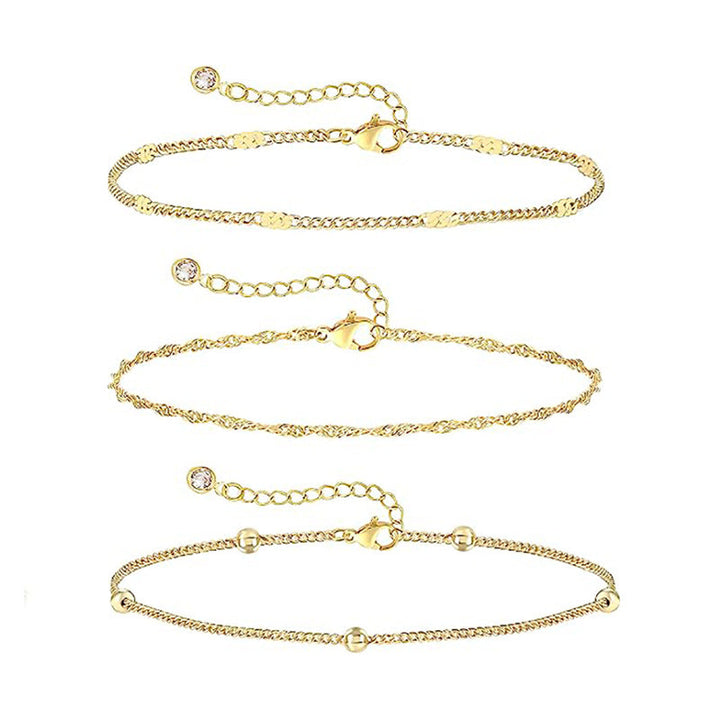 Women's delicate ankle chain set with fine links and sparkling zirconia details Nin Boutique